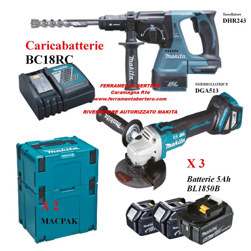 KIT COMBO MAKITA DHR243 DG513 BL1850B